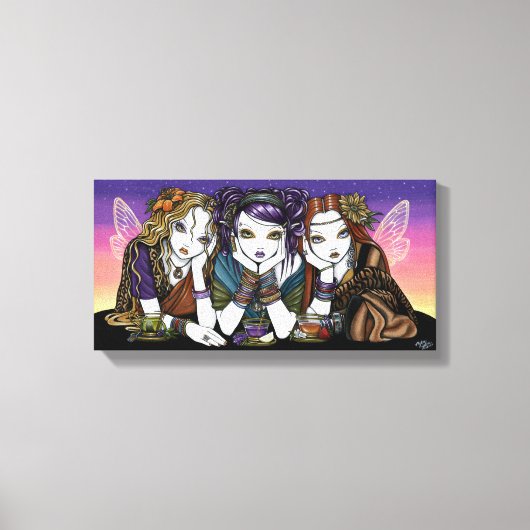 3都市KiKiのパーティー妖精のプリントのための茶 キャンバスプリント (正面)