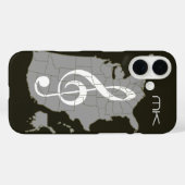 3重のクレフ、 音符記号を持つ米国の地図 Case-Mate iPhoneケース (裏面 (横))
