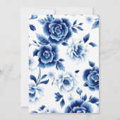 3重バプテスマを持つ青いフローラ縁どのChinoiserie 招待状 (裏面)