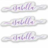 3防水パープルスクリプト名ウォーターボトル シール (正面)