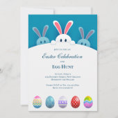 3隠しバニーパーティの招待状イースターカード 招待状 (正面)