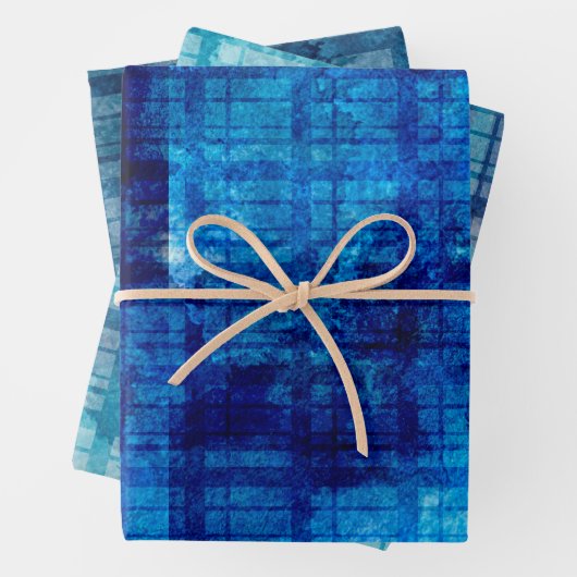 3青い格子縞の男性の特別な機会の贈り物 ラッピングペーパーシート (インサイチュ)