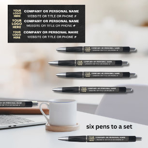 3面ロゴビジネス用ブラックレザーのテクスチャ名 ボールペン