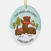 3頭のくまのクリスマスのおもしろいのパーソナライズな系列 セラミックオーナメント (右)