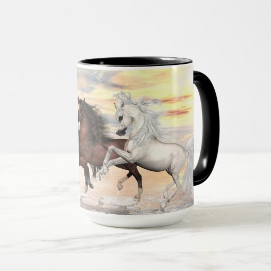 3頭のアラビアの馬15のozの信号器のマグ マグカップ (正面右)