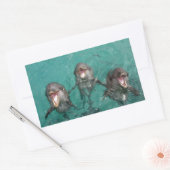 3頭のイルカ 長方形シール (封筒)