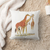3頭のキリンのイラストレーション クッション (ブランケット)