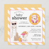 3頭のクマが女の子のビーチの赤ちゃんシャワーで 招待状 (正面/裏面)