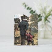 3頭のクマが散歩ヴィンテージイラストレーション ポストカード (スタンド正面)