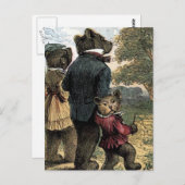 3頭のクマが散歩ヴィンテージイラストレーション ポストカード (正面/裏面)