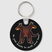 3頭のサーベルス彼はあなたの手を嗅ぎたいと思っている キーホルダー (正面)