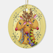 3頭のトナカイのクリスマスのオーナメント セラミックオーナメント (左)