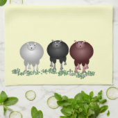 3頭のヒツジタオル キッチンタオル (折り畳み)