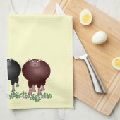 3頭のヒツジタオル キッチンタオル (四つ折り)