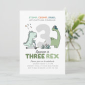 3頭の恐竜の誕生日パーティー招待状 招待状 (スタンド正面)