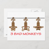 3頭の悪いサル ポストカード (正面/裏面)