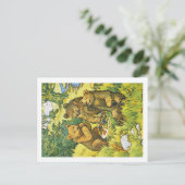 3頭の熊を描いたイラストレーション ポストカード (スタンド正面)