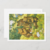 3頭の熊を描いたイラストレーション ポストカード (正面/裏面)