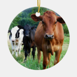 3頭の牛の小さい群れ セラミックオーナメント
