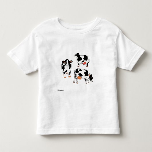 3頭の白黒牛ワイシャツ トドラーTシャツ (正面)