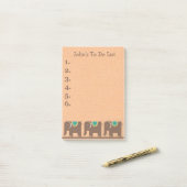 3頭の茶色のティール(緑がかった色)ゾウパーソナライズされたがリストする ポストイット (デスク上)