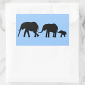 3頭の象が尾を持つシルエット 長方形シール (バッグ)
