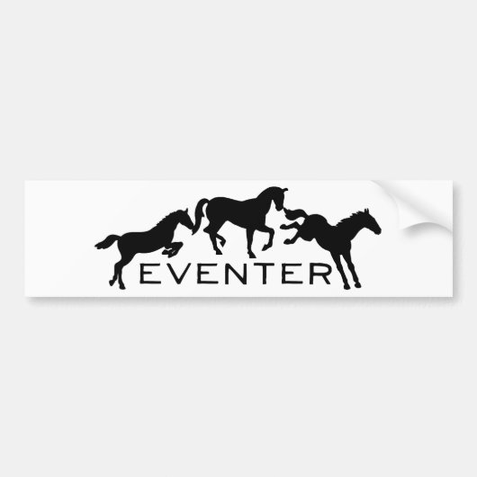 3頭の跳躍の馬とのEventer バンパーステッカー (正面)