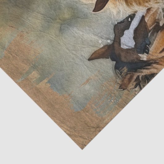 3頭の野生の走馬の水の分離 薄葉紙 (詳細)