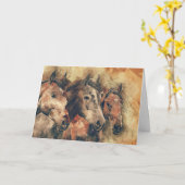 3頭の馬が早くグリーティングカードになる カード (黄色い花)