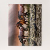 3頭の馬が海 ジグソーパズル (縦)