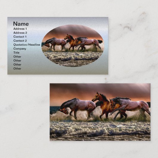 3頭の馬が海 名刺 (正面/裏面)