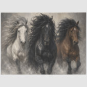 3頭の馬が走るウォールアート 馬好きな人へのインテリア 薄葉紙 (正面)