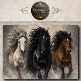 3頭の馬が走るウォールアート 馬好きな人へのインテリア 薄葉紙