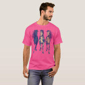 3頭の馬が駆ける馬のアート Tシャツ (正面フル)