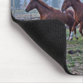 3頭の馬が1つの馬の恋人の写真の贈り物として移動 マウスパッド (コーナー)