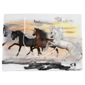 3頭の馬のギフトバッグ-光沢のあるLrg一突きのサイズ ラージペーパーバッグ (正面)