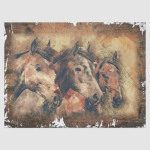 3頭の馬のデコページ 薄葉紙