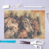 3頭の馬の絶対豪華な水色 薄葉紙 (クラフト)