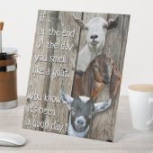 3頭ヤギポートレートかわいいヤギの詩 台座サイン (インサイチュ)