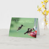 3飼育者のハミングバード – 任意カスタマイズの大事な行事 カード (黄色い花)