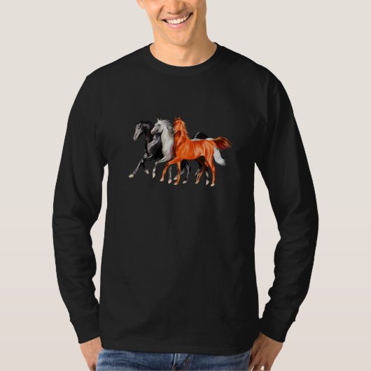 3馬レトロヴィンテージ乗馬リッド Tシャツ (正面)