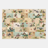 3鳥かわいらしコラージュEphemeraシート ラッピングペーパーシート (正面2)