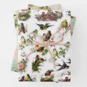 3鳥かわいらしコラージュEphemeraシート ラッピングペーパーシート (インサイチュ)