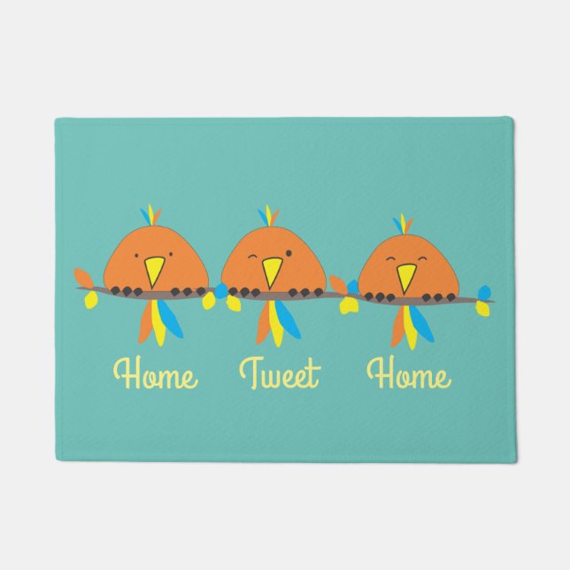 3鳥が針金でホームツイートホーム ドアマット (正面)