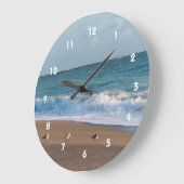 3鳥の海岸写真フロリダビーチ ラウンド壁時計 (傾斜)