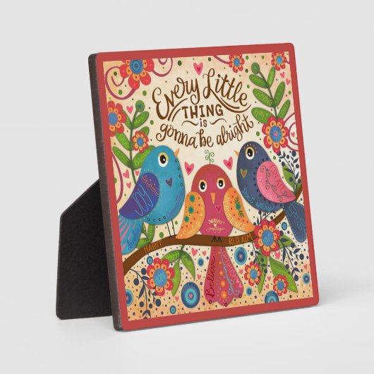 3鳥感動的おもしろいかわいいコラボ引用文 フォトプラーク (正面)