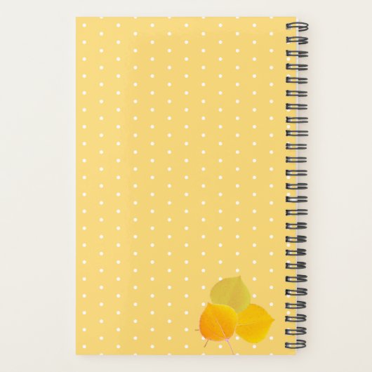 3黄色の《植物》アスペン葉の水玉模様パターン プランナー手帳 (裏面)