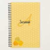 3黄色の《植物》アスペン葉の水玉模様パターン プランナー手帳 (正面)