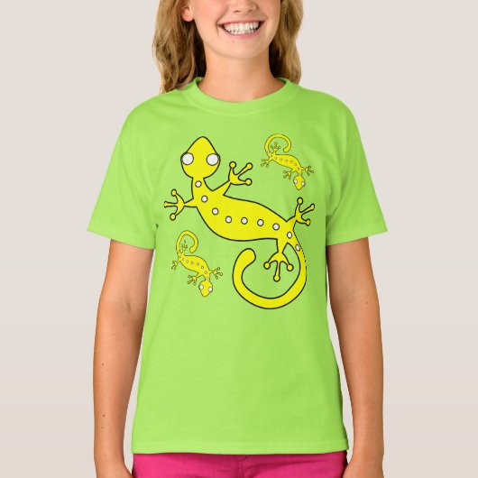 3黄色抽象芸術トカゲ Tシャツ (正面)