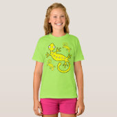 3黄色抽象芸術トカゲ Tシャツ (正面フル)